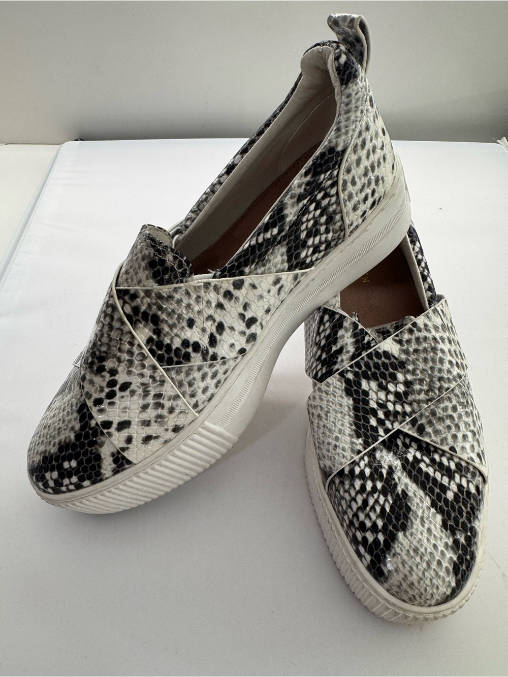 Halogen Black & White Snake-Print Slip-On Platform Sneakers